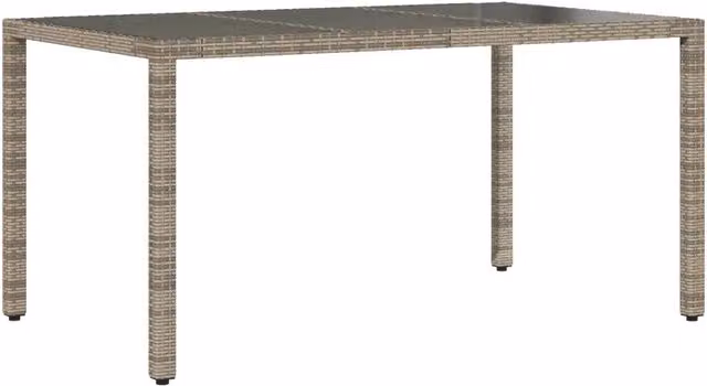 Tavolo da Giardino | Tavolino da esterno Piano in Vetro Grigio 150x90x75cm Polyrattan