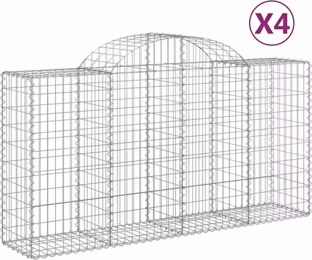 Cesti Gabbioni ad Arco 4 pz 200x50x100/120 cm Ferro Zincato