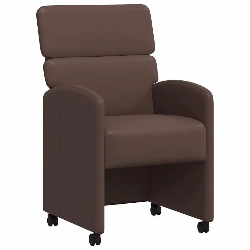 Set di 2 sedie da pranzo con ruote vidaXL in pelle sintetica marrone, L/P/H: 58 x 65 x 98 cm – 2