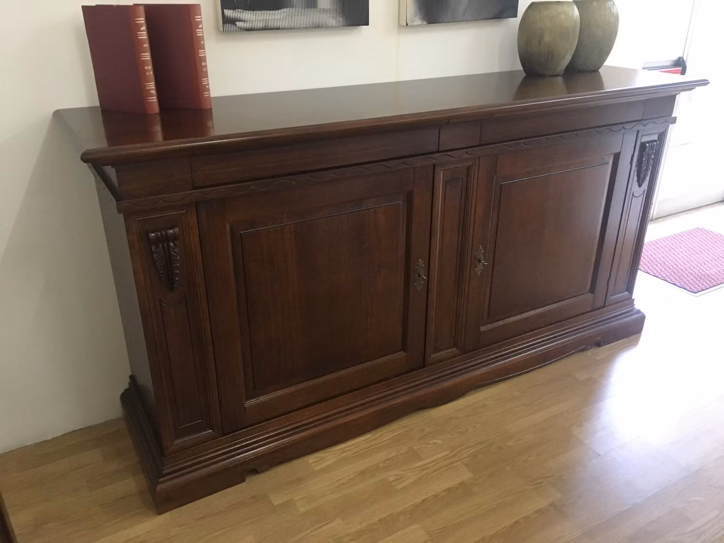 Madia credenza a 2 ante in legno tinta noce Mobili 2G L: 214 cm, P: 53 cm, H: 123 cm – 1