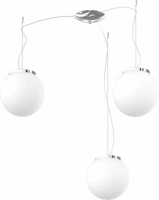 Lampadario Contemporaneo Mars Metallo Cromo Vetro Bianco 3 Luci E27 D20Cm