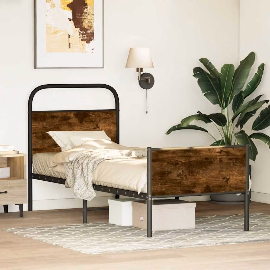 vidaXL Giroletto senza Materasso in Rovere Sonoma e Truciolato, Colore Marrone, 80 x 200 cm