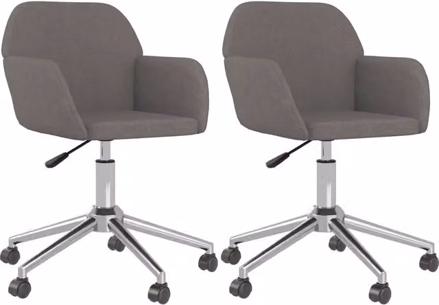Set di 2 sedie da pranzo girevoli a 360 gradi in tessuto grigio con braccioli e ruote, design moderno per cucina e soggiorno, L: 60.5 cm, P: 54.0 cm, H: 80.5 cm – 1