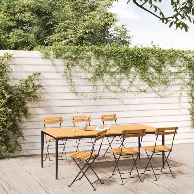 Sedie Pieghevoli 6 pz in Acciaio e Massello Acacia 3152106