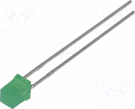5 LED quadrati, 20mA, modello L-704GDT, diodi LED a montaggio traversa (THT), rettangolari, angolo di emissione 110°, luminosità da 1 a 5 mcd, dimensioni 3x3 mm, colore verde