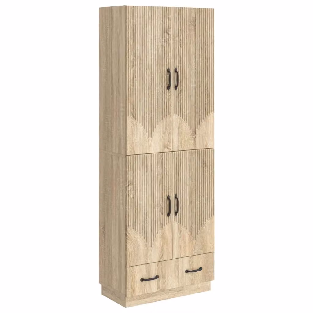 Set di 2 armadi moderni vidaXL in legno MDF color rovere con ante a battente e ripiani interni per camera da letto o ufficio – 2