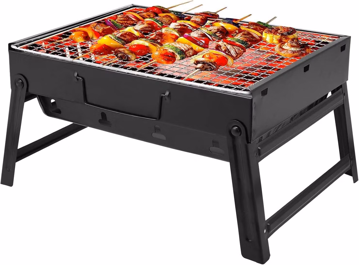 Griglia da tavolo portatile, pieghevole, a carbone, dimensioni 35x26x20 cm, per 3-5 persone, ideale per campeggio
