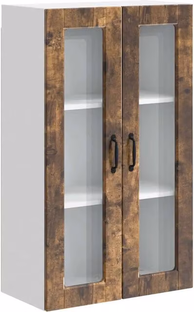 Armadio da cucina a parete moderno con ripiani pratici 60 x 31 x 100 cm in legno multistrato rovere fumo 02_0054517