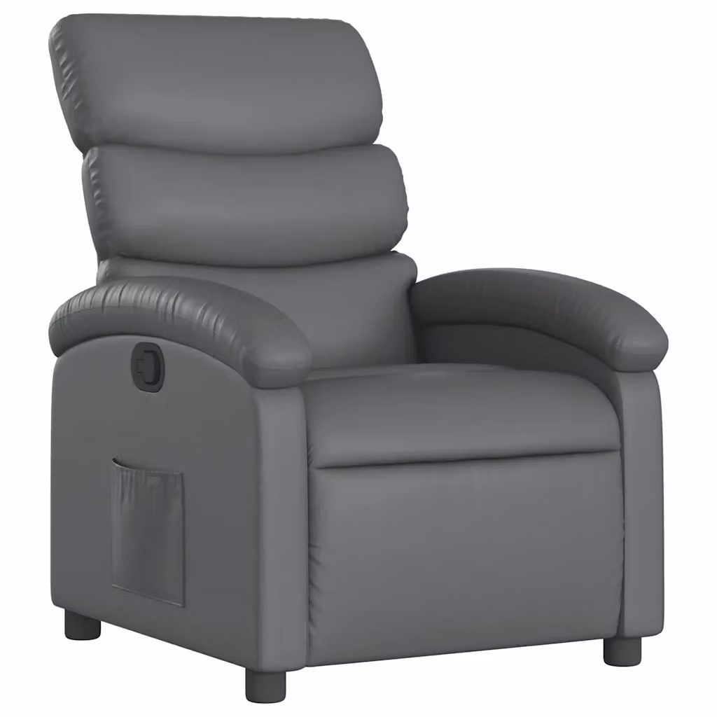 Poltrona Reclinabile Relax vidaXL in Similpelle Grigia con Braccioli e Apertura Manuale – 2
