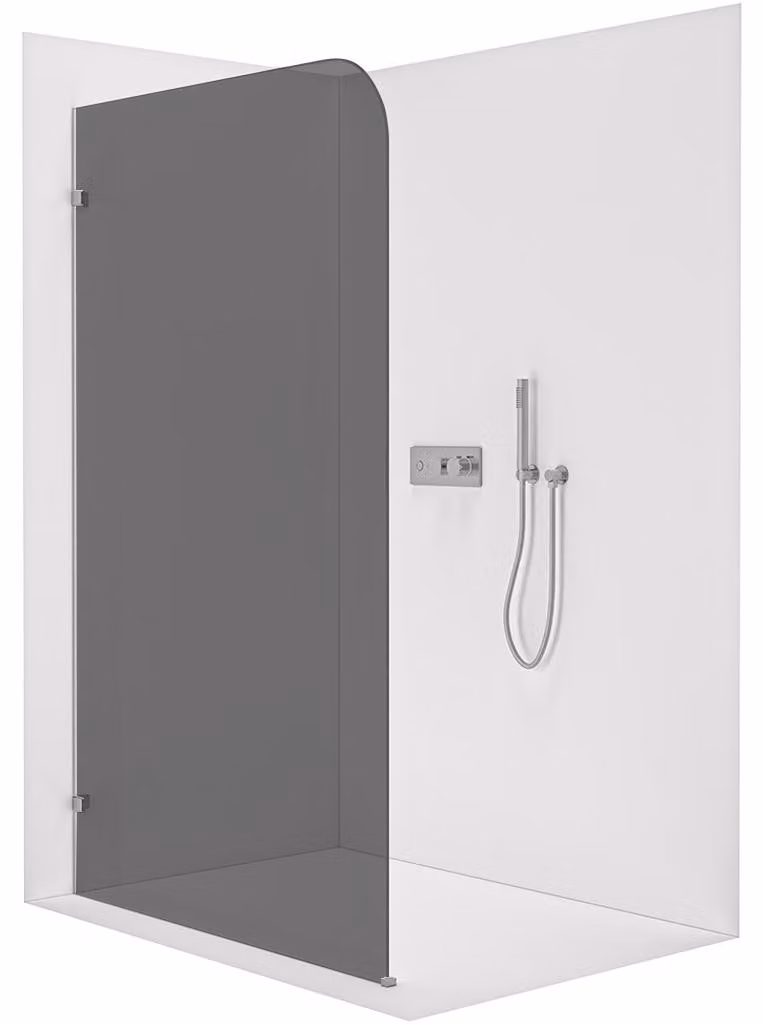 Pannello doccia angolare Walk-in Orbis L/P - 8 mm - cromo, vetro grigio - 70x200 cm