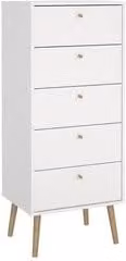 Cassettiera BODO con 5 cassetti Tvilum colore bianco L: 50 cm