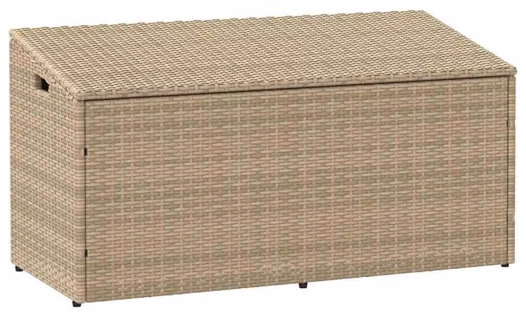 Contenitore per cuscini da giardino in polyrotan, color beige