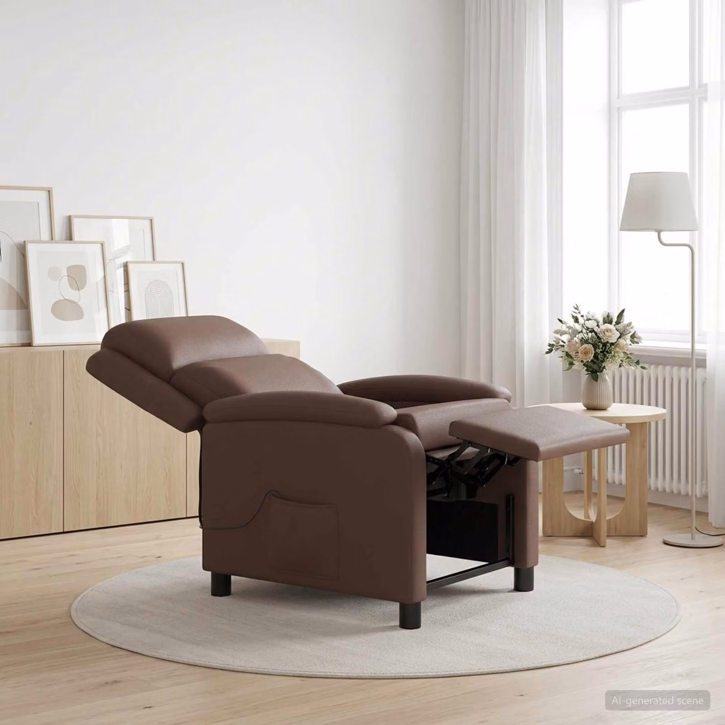 vidaXL Poltrona Relax Recliner in Similpelle Marrone con Braccioli