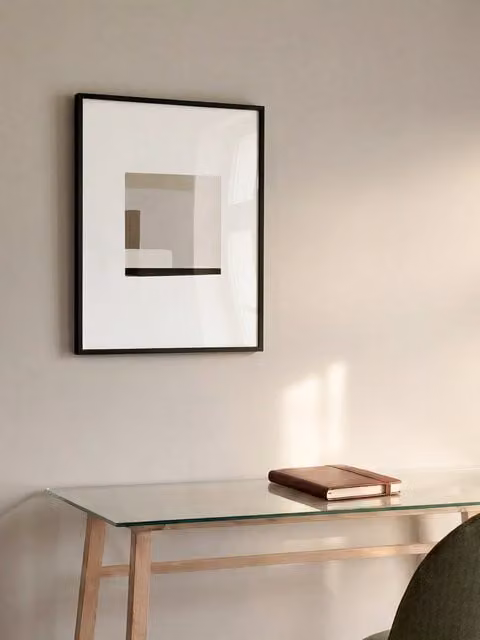 Quadro astratto minimalista Grav Kenay Home, poster in carta, L: 30 cm x H: 40 cm, multicolore beige, grigio, bianco e nero – 1