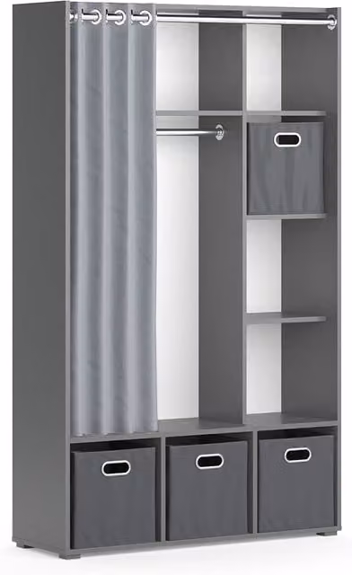 Armadio multifunzione Luigi Grigio 38 x 178.1 cm Con cassetti pieghevoli (grigio) Vicco