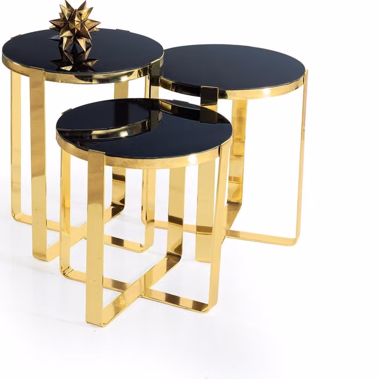 Gruppe Beistelltische Kaffeetische Sofatische 3tlg Couchtische Gold