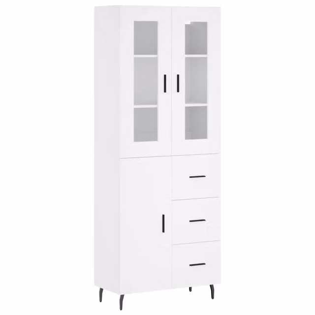 Credenza | Madia | Buffet da pranzo | Armadio da pranzo Bianca 69,5x34x180 cm in Legno Multistrato