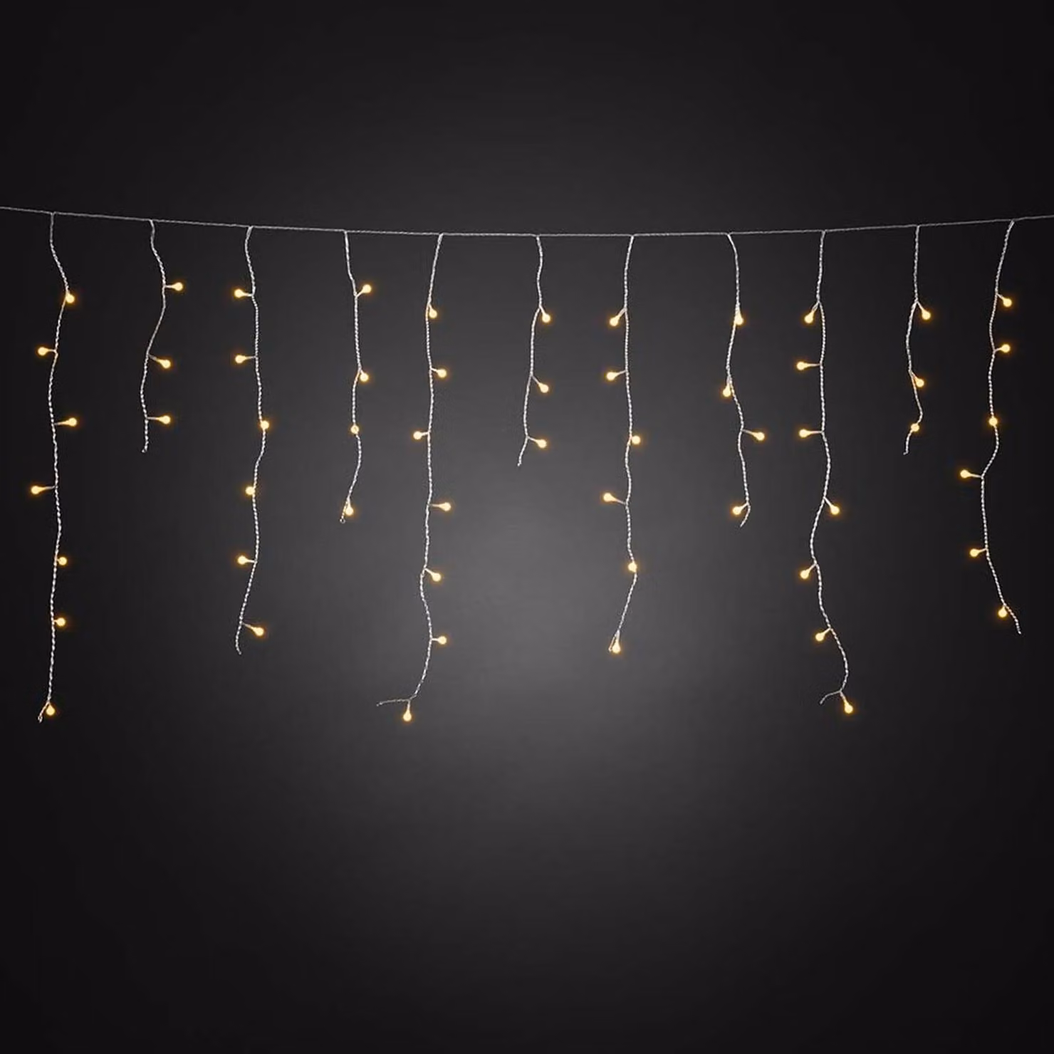 Barriera luminosa a LED per pioggia di ghiaccio, con globi bianchi, 400 diodi color ambra, 24V, per esterni (IP44), cavo trasparente