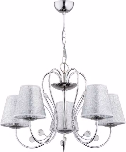 Lampadario a sospensione Alfa UNITY in metallo cromato e cristalli, colore argento, Ø 72 cm, 5xE27