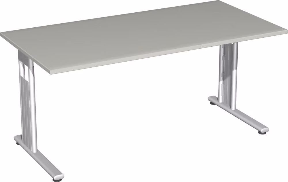Geramöbel Scrivania Lisbona, 1600x800x720 mm, grigio chiaro/argento