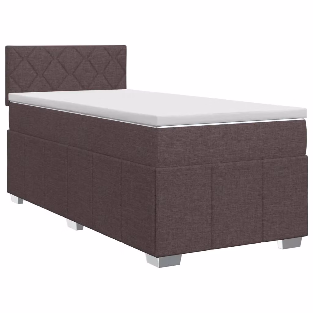Letto box spring con materasso vidaXL in tessuto marrone e bianco con base a sollevamento, L/P/H: 90 x 200 cm – 2