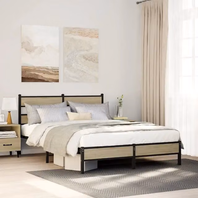 Struttura Letto Design Mania in Rovere Sonoma e Metallo, L 160 x P 200 cm