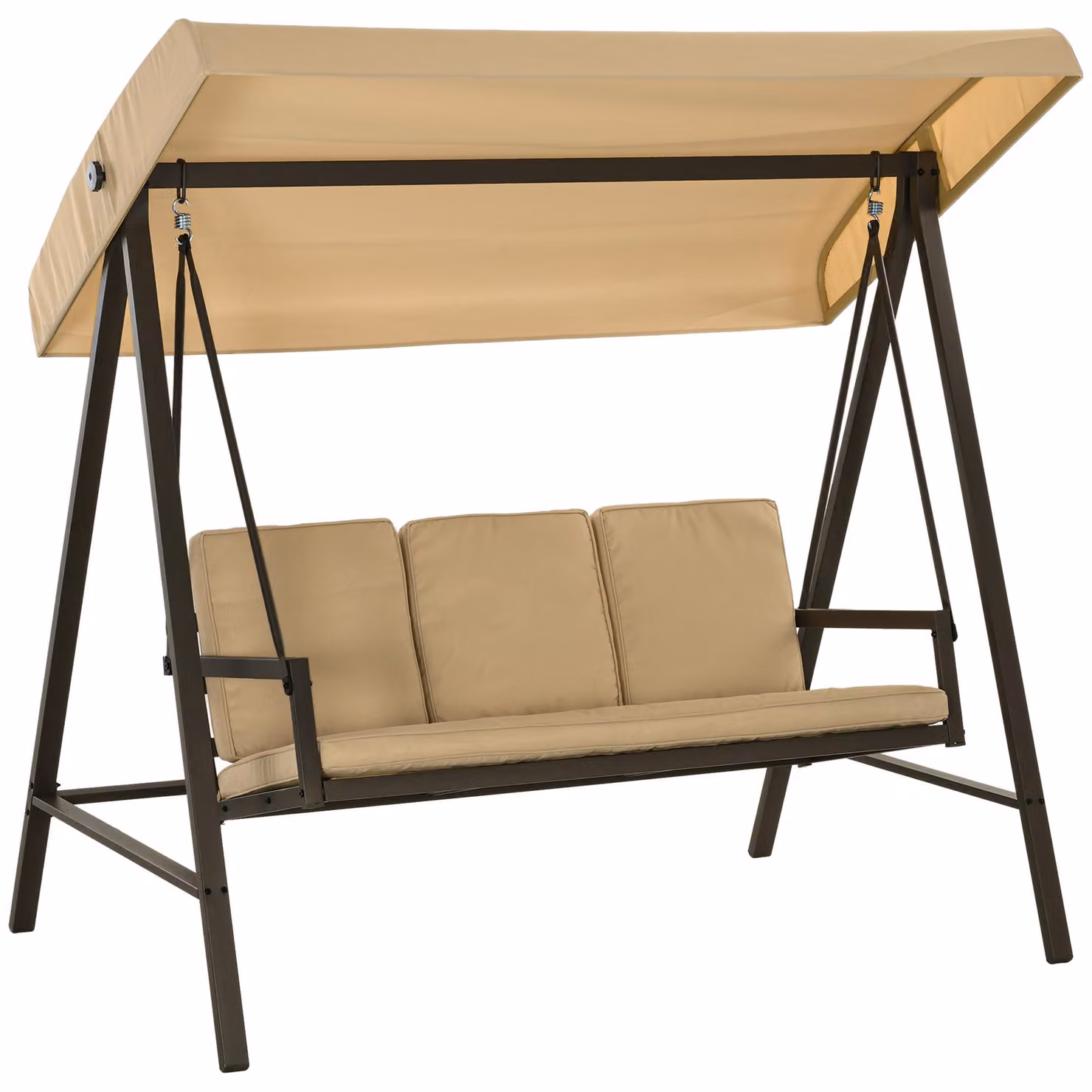 Sedia a dondolo Outsunny, modello Hollywood, per 3 persone, con tetto regolabile, color beige