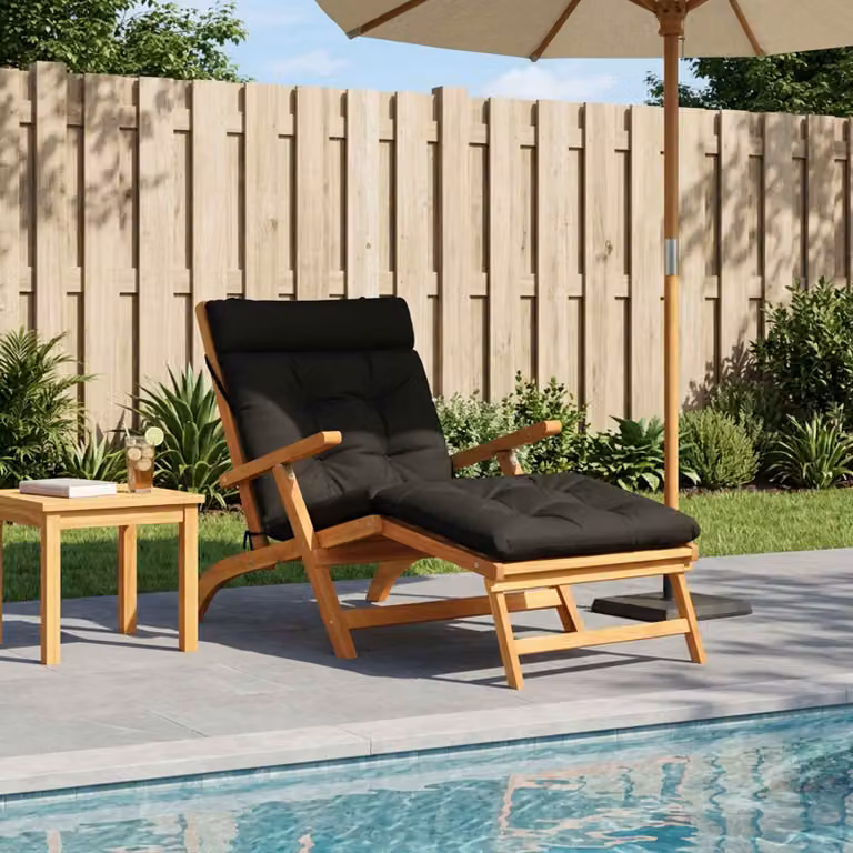 Cuscino per lettino vidaXL VIANEN in poliestere nero L 200 x P 80 x H 8 cm