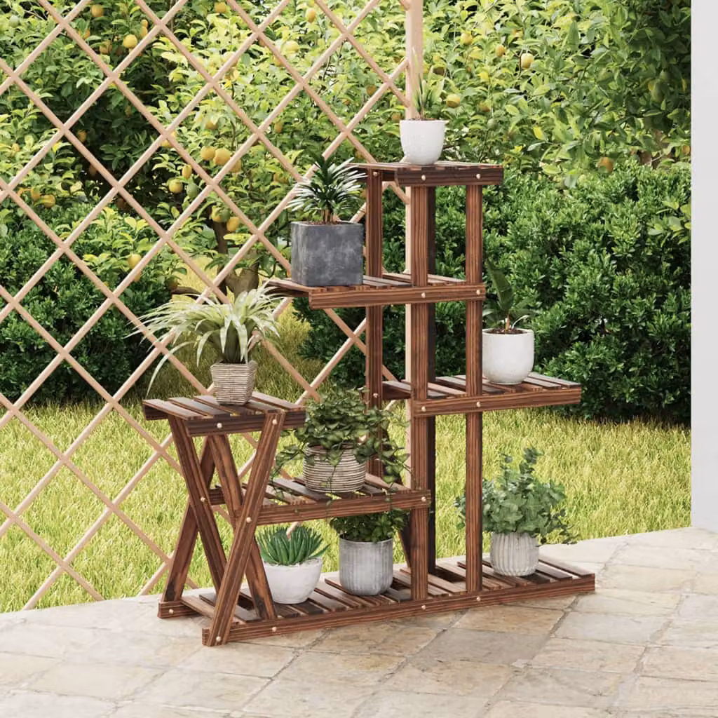vidaXL Portafiori in Legno Massello di Abete Marrone L: 95 cm, P: 25 cm, H: 96 cm