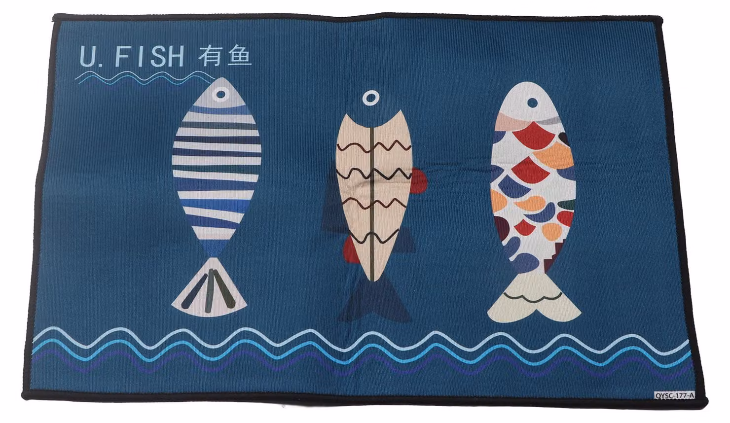 Tappetino antiscivolo, portatile, comodo, con grazioso motivo, sottopiatto da cucina per soggiorno, bagno, porta, pesce, 40 x 60 cm