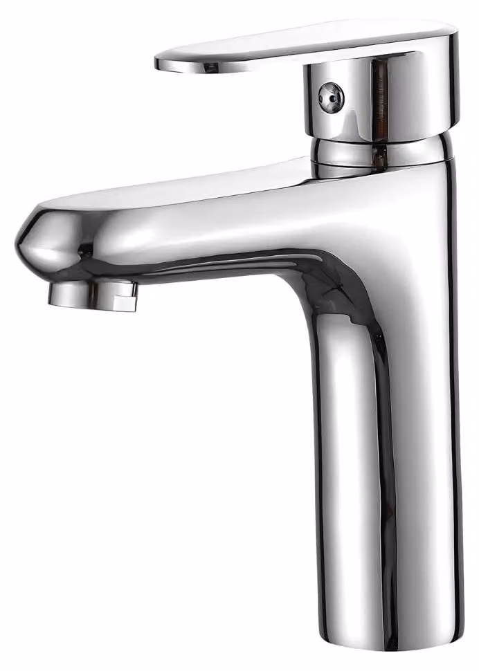 Miscelatore monocomando per lavabo, finitura cromata, in ottone, design moderno
