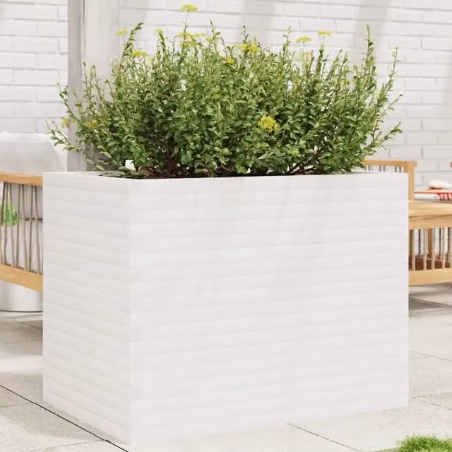 Fioriera da Giardino-Vaso da Esterno Bianca 90x60x68,5cm Legno Massello di Pino