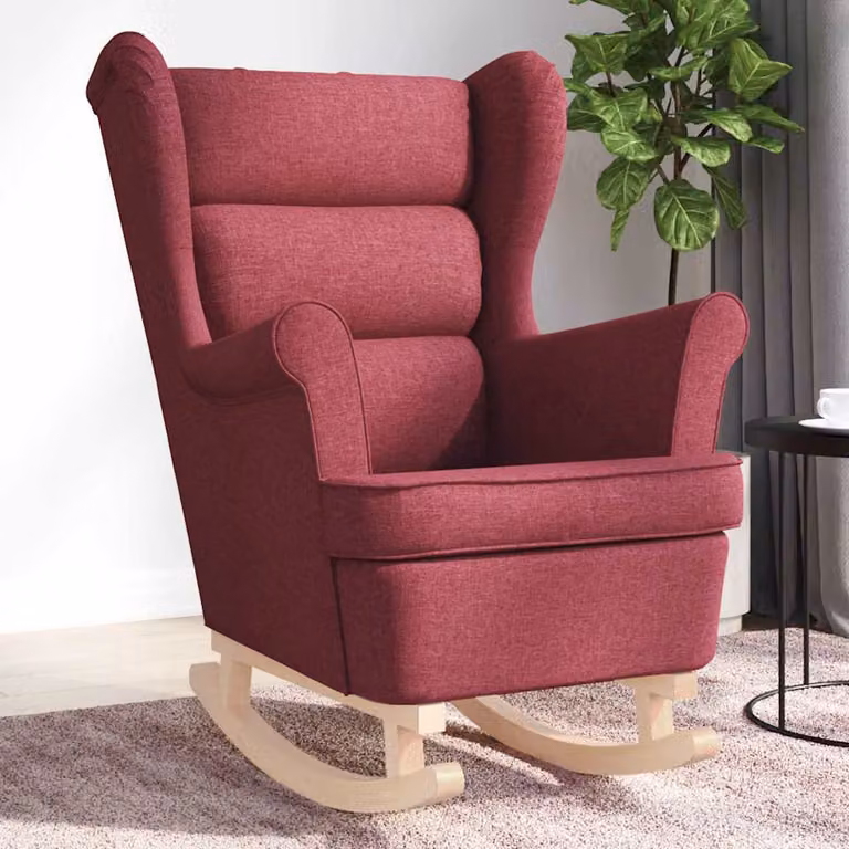 Maison Exclusive - Poltrona a dondolo, color vino, 74x90x102 cm, rivestita in tessuto