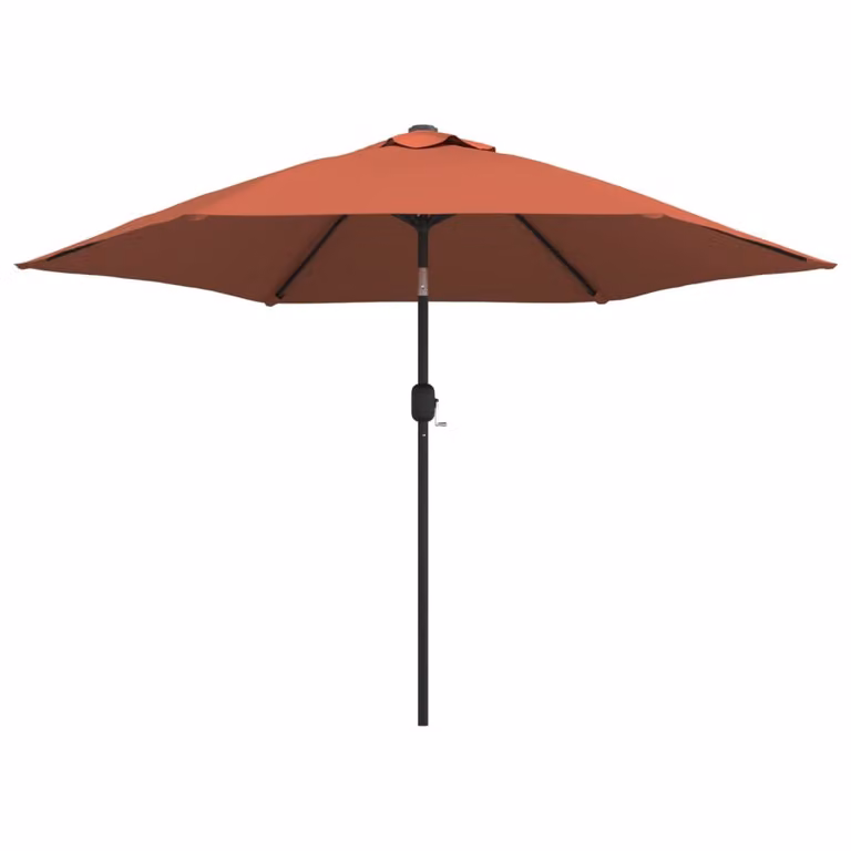 Ombrellone da Giardino con LED e Palo Acciaio 300 cm Terracotta