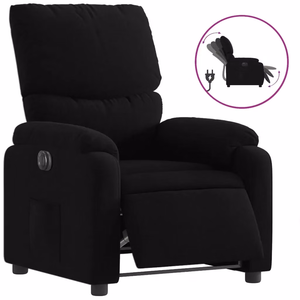Poltrona elettrica reclinabile relax in tessuto nero con struttura in legno e metallo per soggiorno – 2