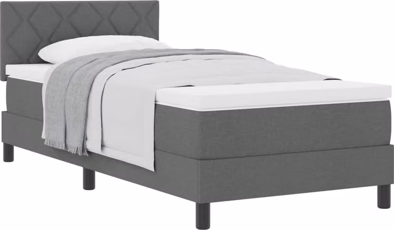 Letto a molle con testiera Grigio scuro 90 x 190 cm Tessuto