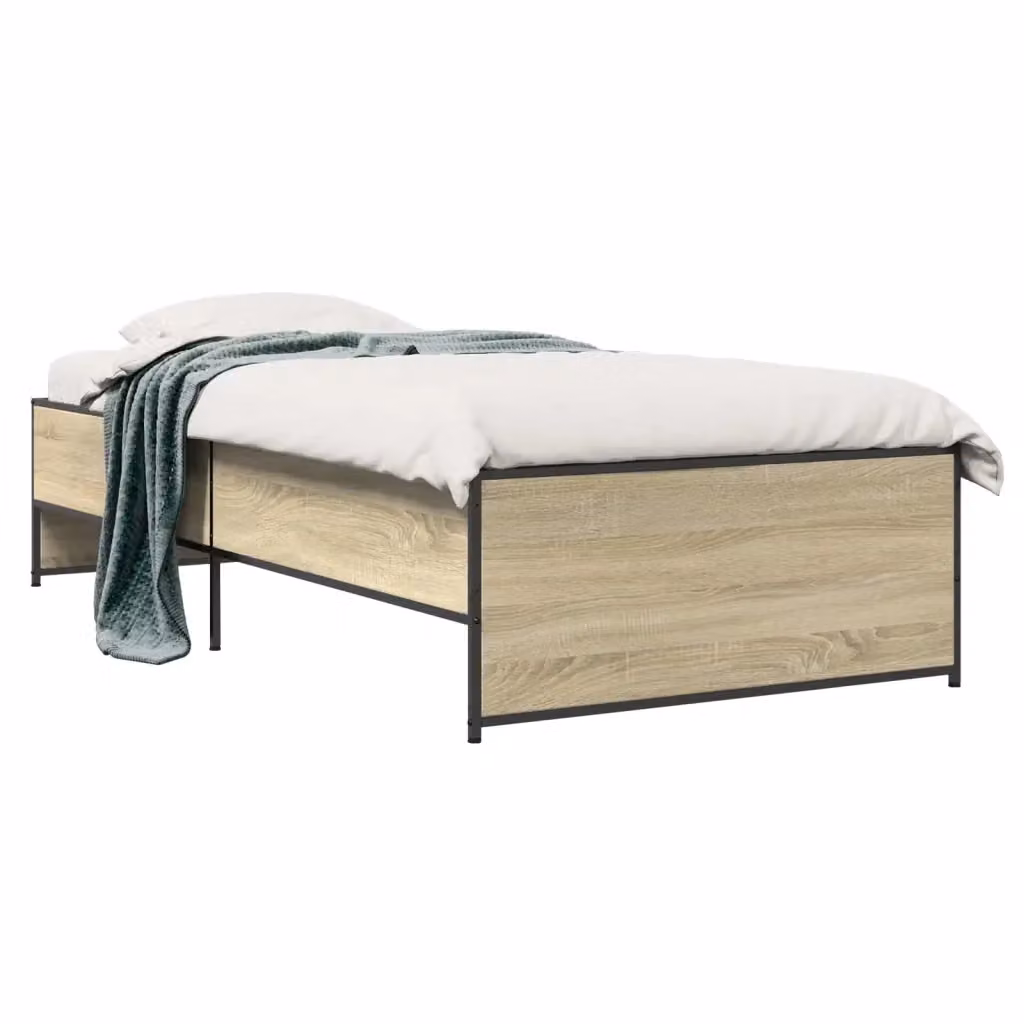 Giroletto per letto in legno Rovere Sonoma con doghe fisse, L 80 cm x P 200 cm x H 40,5 cm – 2