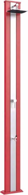Doccia da esterno per giardino con miscelatore e lavapiedi Arkema Spring S Fascia Inox Cherry colore rosso in alluminio Altezza: 228 cm