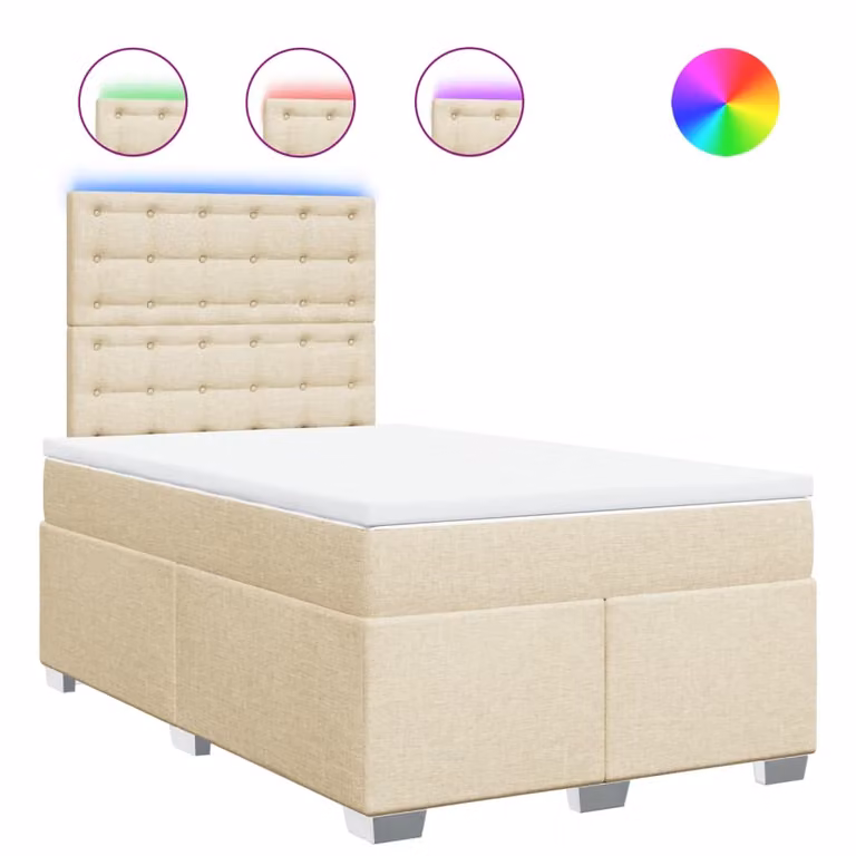 SYFAX™ Giroletto a Molle con Materasso Crema 120x190 cm in Tessuto