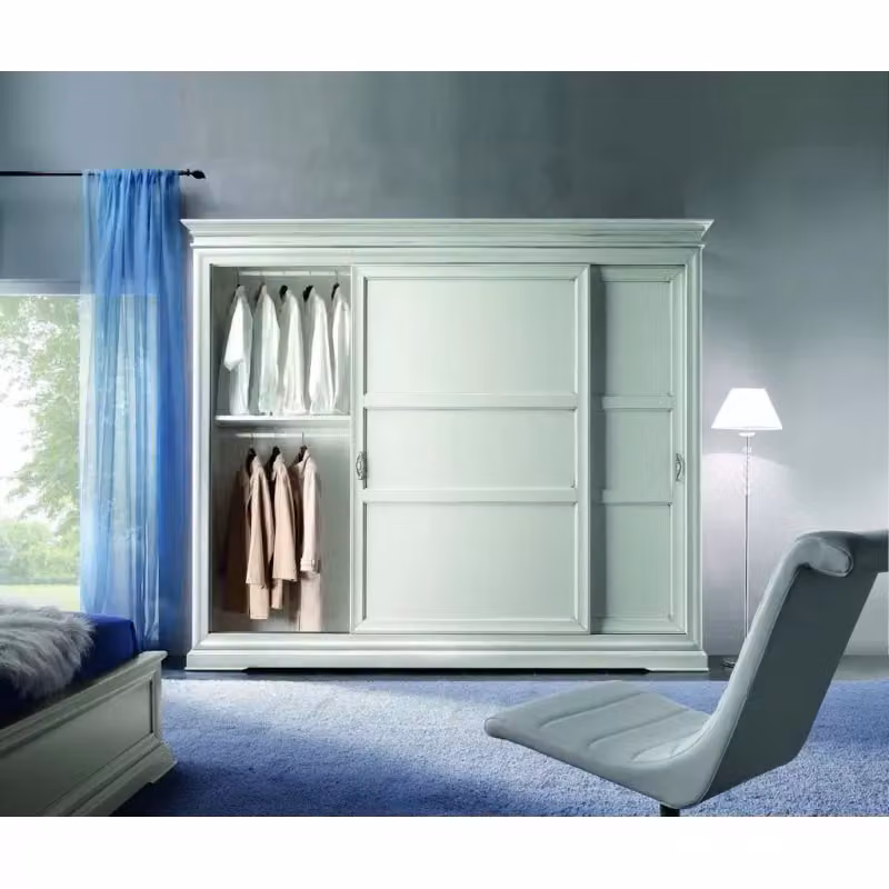 Armadio classico in legno con 2 ante scorrevoli Mobili 2G bianco L: 300 cm, P: 68 cm, H: 255 cm – 4