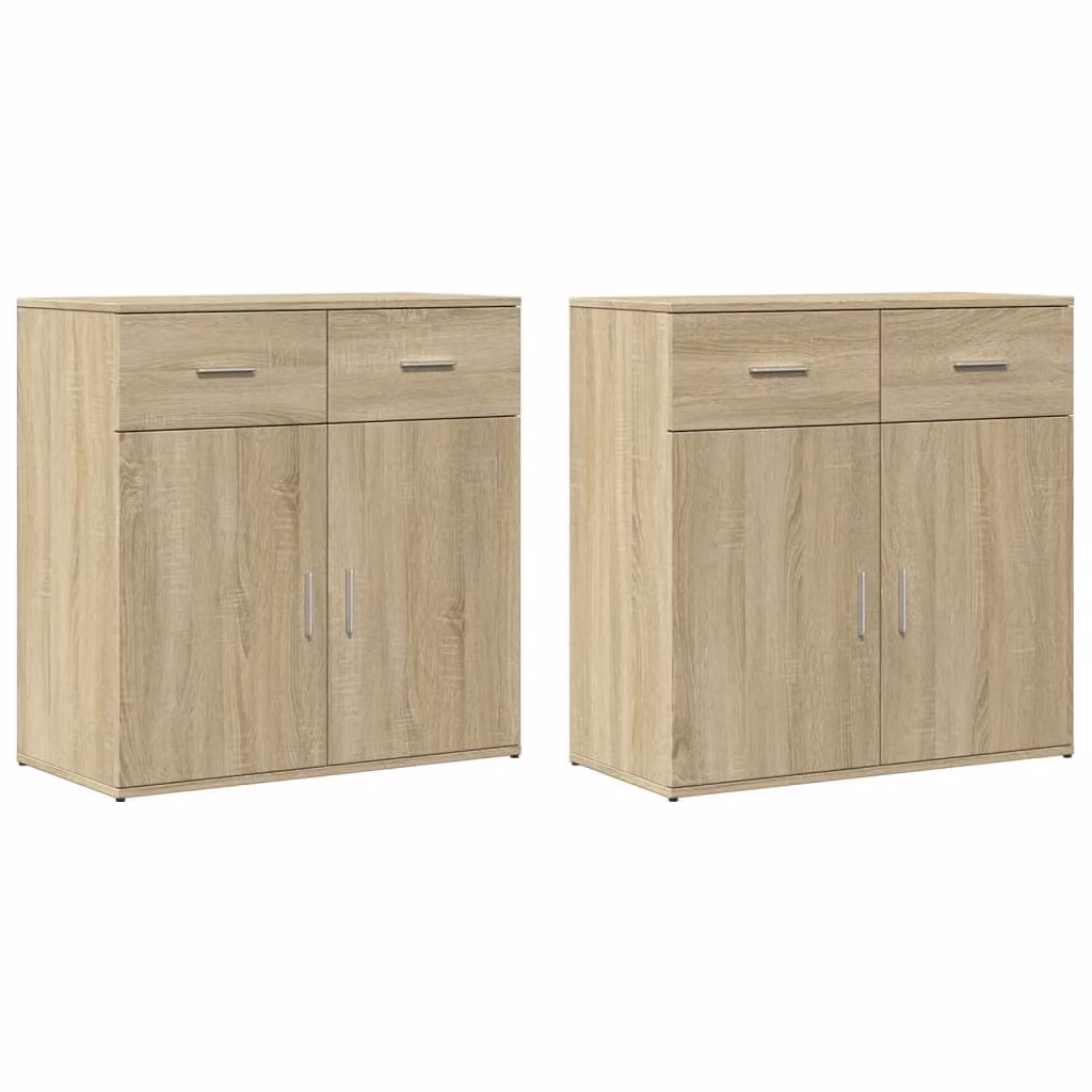 Credenze 2 pz Rovere Sonoma 79x38x80 cm in Legno Multistrato