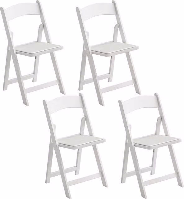 Set da 4 sedie pieghevoli e impilabili HOMCOM in resina e similpelle, ideali per interno ed esterno, Bianco, L: 45 cm, P: 44 cm, H: 78 cm