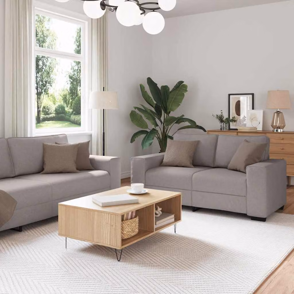 Maison Exclusive - Set divano a 2 posti con cuscini in tessuto color taupe