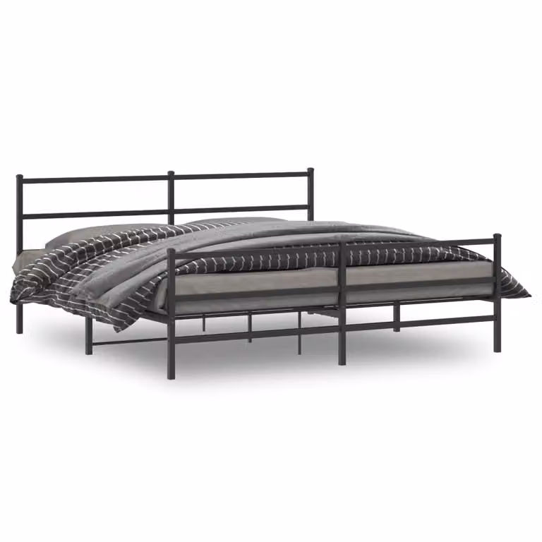 vidaXL Giroletto con Testiera e Pediera in Metallo Nero L: 198 cm, P: 207 cm, H: 90 cm