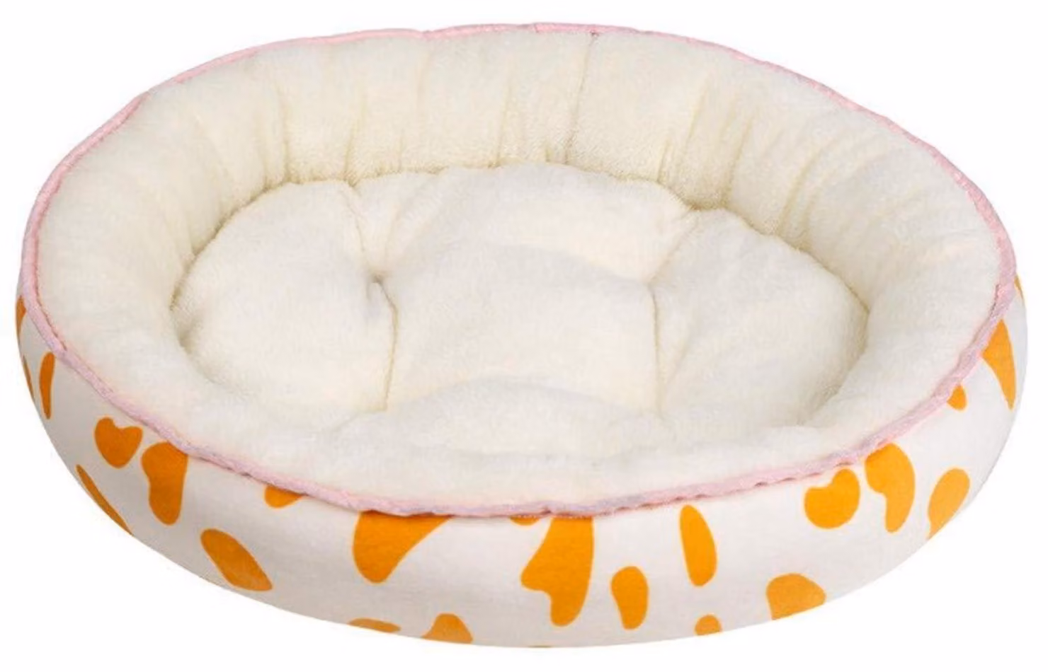 Cuccia per cani lavabile, forma rotonda, adatta a cani di piccola taglia e gatti, colore giallo crema, taglia XL (70x60 cm)