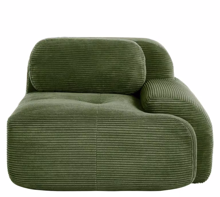 Divano angolare modulare, tessuto Premium Cordstock, design senza montaggio, modello D - Verde