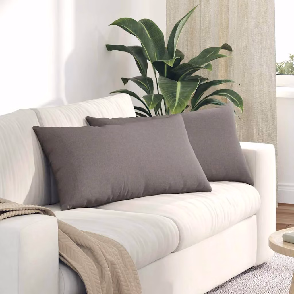 Set di 2 cuscini da divano vidaXL in tessuto con fodera rimovibile, disponibili in beige o grigio, L 80 x P 40 cm