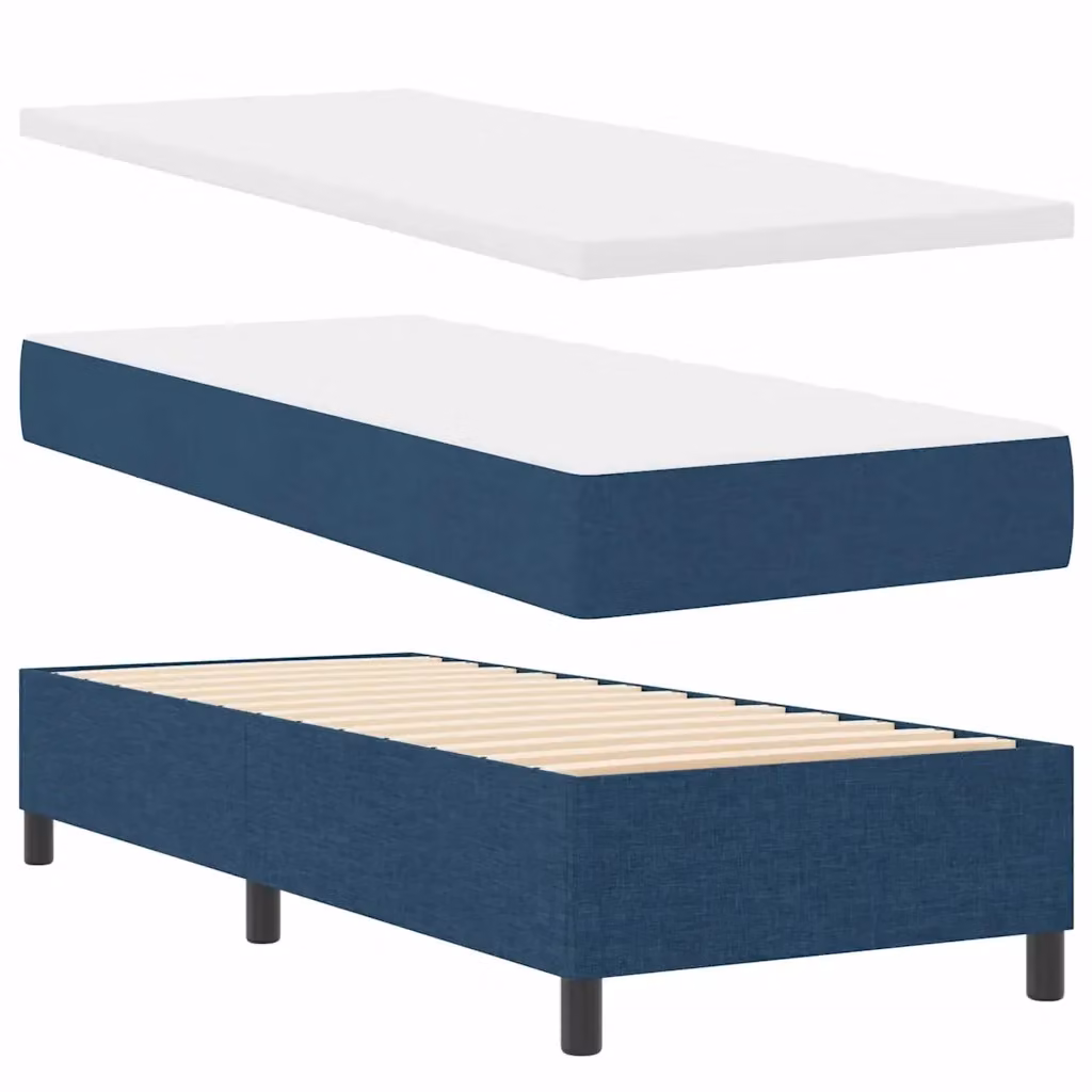 Letto a molle insacchettate vidaXL con illuminazione LED sotto il letto e porta di ricarica USB, testiera in tessuto blu, L 200 x L 80 cm – 2