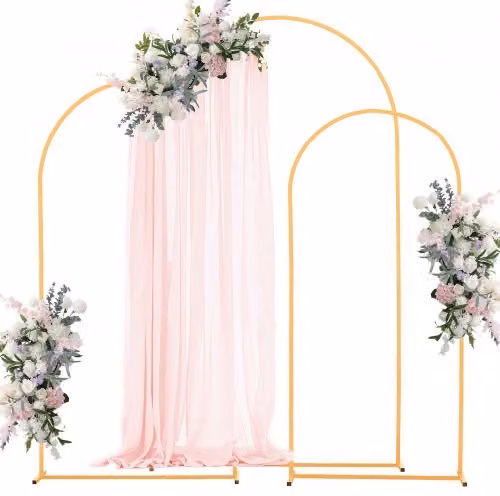 Set di 3 Supporti per Fondale ad Arco VEVOR Oro, Struttura Stabile e Facile da Montare per Matrimoni e Feste