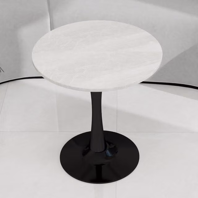 Tavolino da caffè rotondo MINIMAL in marmo bianco e nero, Diametro: 70 cm